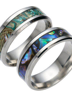 钛钢彩色贝壳戒指欧美指环