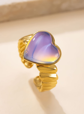 跨境专供不锈钢戒指油压焊牌爱心戒指女小众设计钛钢不掉色