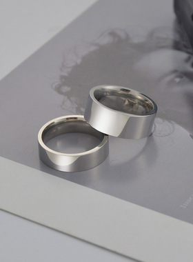跨境货源 欧美时尚简约风不锈钢情侣饰品 4MM6MM8MM光面戒指男