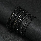 嘻哈潮流古巴链钛钢麻花链龙虾扣黑色手链 欧美男不锈钢手链饰品