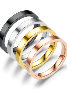 戒指女3MM简约光面指环