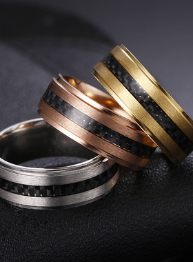 两台阶碳纤维不锈钢士戒指