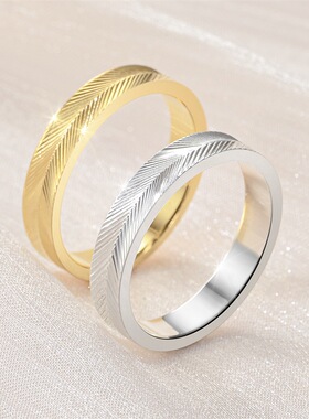 ing风气质戒指环 羽毛波纹时尚情侣戒指 欧美 跨境希音手饰品