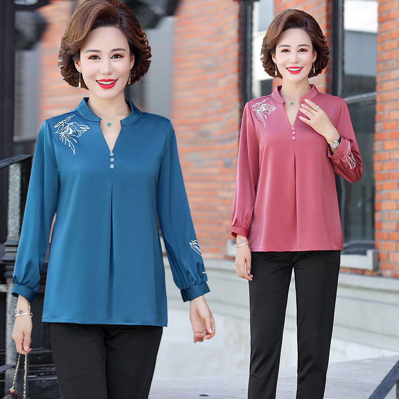 中老年女装秋装新款上衣40-50岁年轻女士妈妈装春秋气质长袖T恤