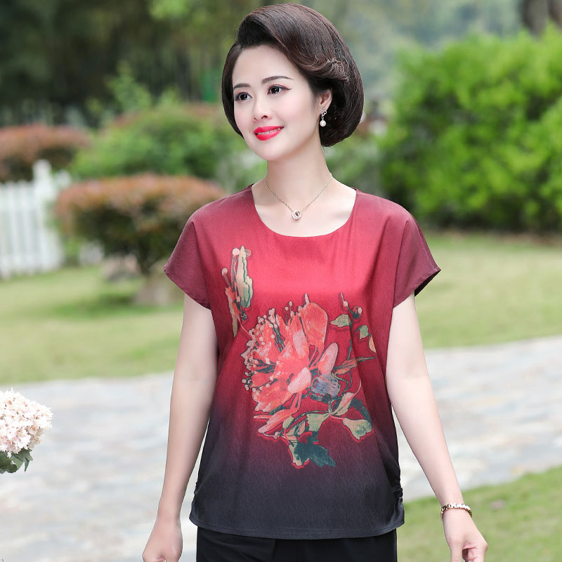 中老年女装夏装新款时尚两件套中年妈妈装女士夏季短袖套装