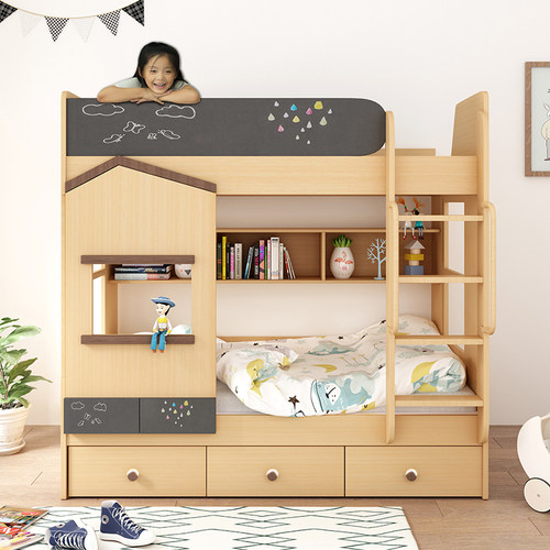 安兰图 双层床儿童床北欧小户型上下床子母床多功能组合床高低床