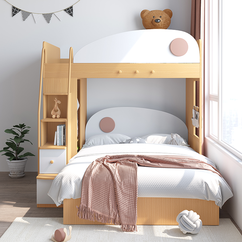 安兰图儿童床交错式衣柜上下床高低床多功能双层床小户型上床下柜