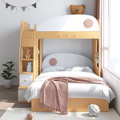 安兰图儿童床交错式 衣柜上下床高低床多功能双层床小户型上床下柜