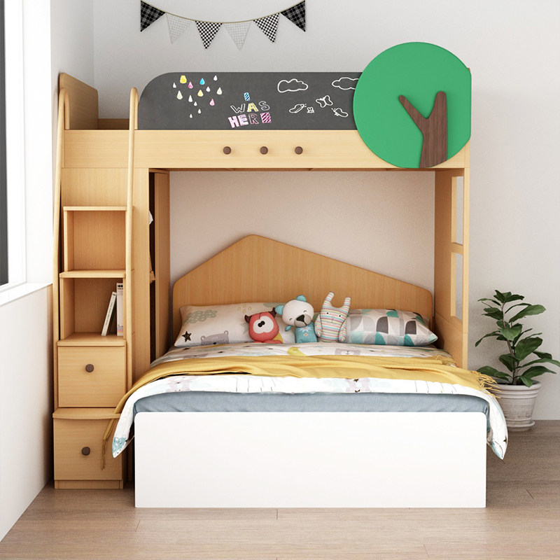 安兰图北欧小户型高低床上下床榻榻米双层床多功能组合床带衣柜