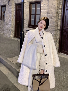 2023新冬款加厚毛毛保暖中长款宽松女皮草上衣皮毛一体羊羔毛外套