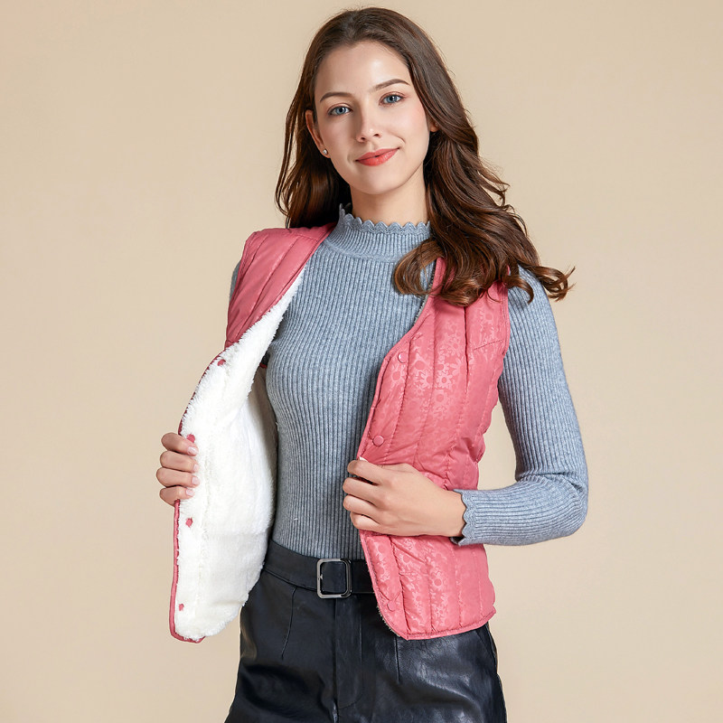 羽绒棉马甲女秋冬短款加绒加厚小棉袄内胆修身打底内穿保暖背心