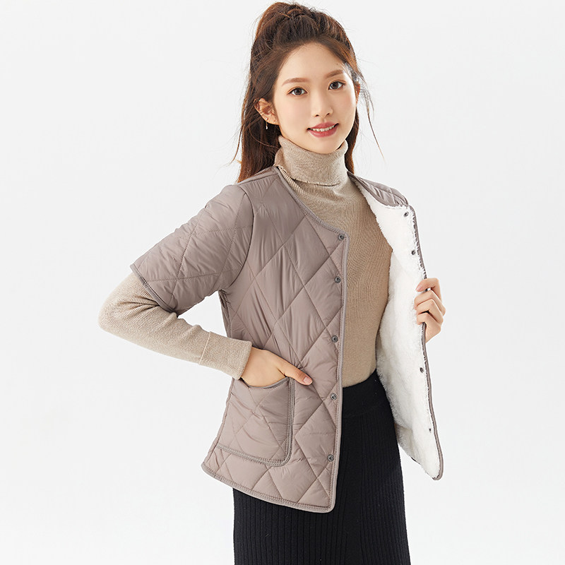 加绒加厚内穿小棉袄女冬季轻薄保暖羽绒棉内胆棉衣修身打底妈妈装