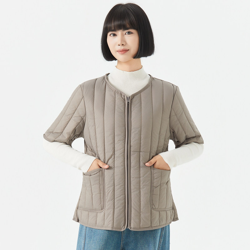 拉链款棉衣女短款中袖棉服