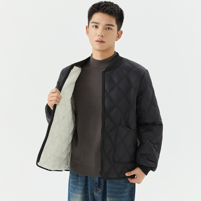 加绒加厚保暖棉服拉链款