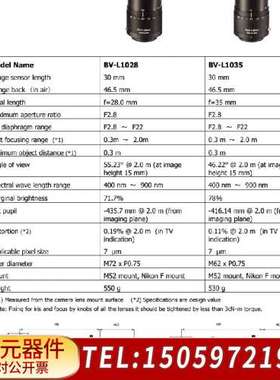 Bluevision镜头BV-L1028-F，棱镜3CCD/