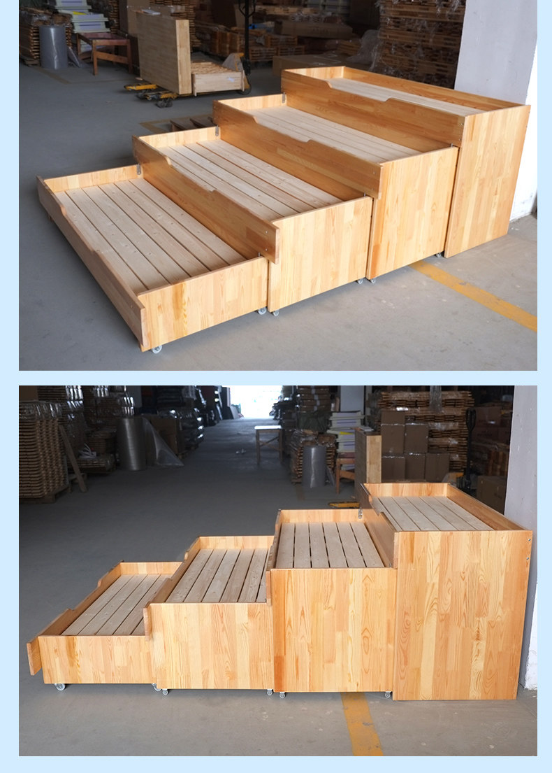 幼儿园实木多层推拉床儿童四层午睡抽屉床上下高低床省空间新品