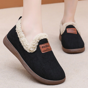 秋冬二棉鞋女加绒保暖妈妈鞋防滑百搭老北京布鞋女鞋一脚蹬豆豆鞋