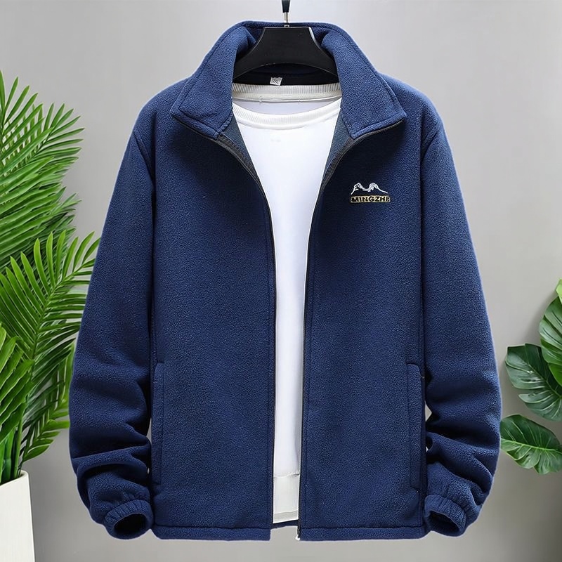 摇粒绒外套男2025秋冬季新款加绒加厚保暖抓绒卫衣中老年开衫夹克