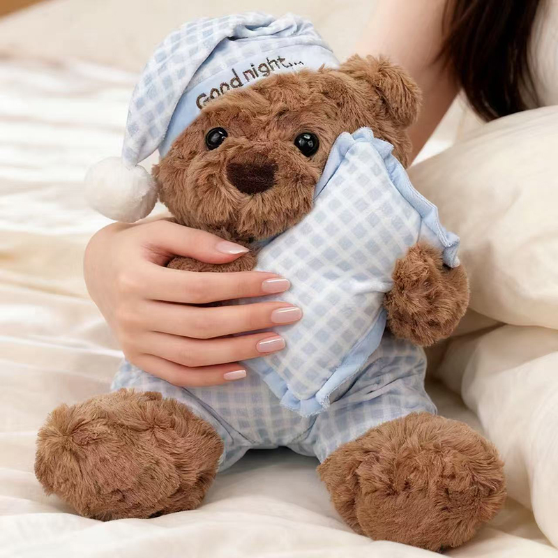 呆萌睡衣晚安小熊公仔玩偶泰迪熊毛绒玩具睡觉抱枕布娃娃儿童礼物