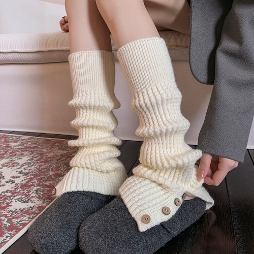 芭蕾风堆堆袜套女冬天加厚保暖长筒袜子y2k腿套开叉日系JK小腿袜