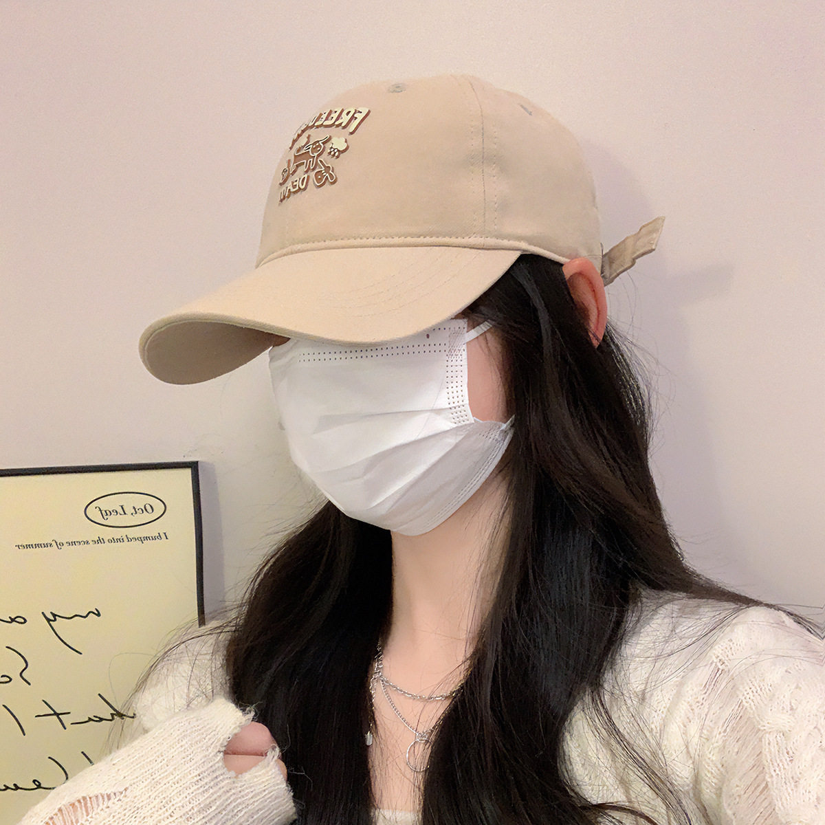 大头大脸显脸小棒球帽可爱小狗刺绣鸭舌帽男女时尚百搭遮阳帽子潮