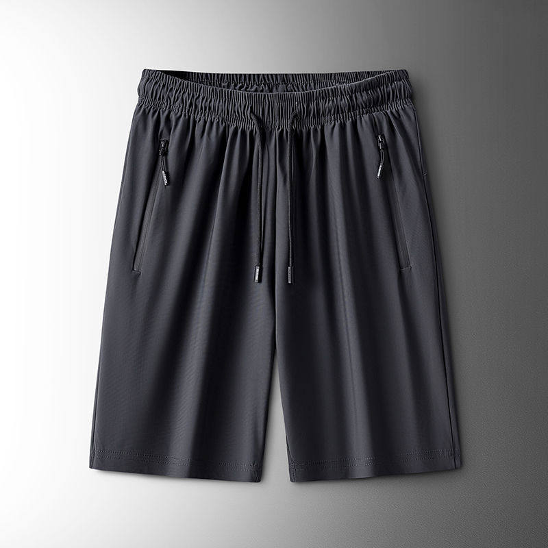 男士休闲裤夏季薄款抽绳宽松速干冰丝户外运动裤青少年训练短裤子