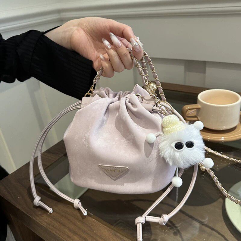 链条棕色爆款小包包女手提包女包软面单肩包百搭日韩斜挎包水桶包