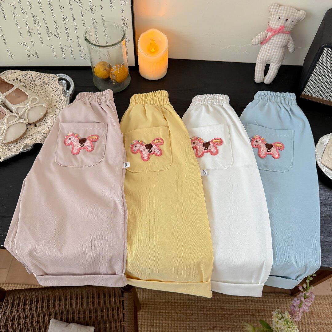 儿童春夏休闲阔腿裤女童韩版洋气宽松卷边直筒裤夏装裤子宝宝长裤