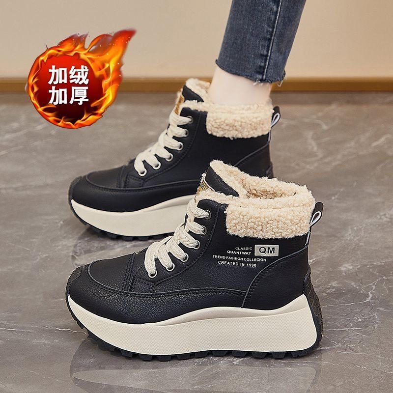 棉鞋女冬季2025新款加绒加厚保暖防滑学生雪地靴厚底高帮老爹鞋潮,女鞋,棉鞋,淘宝优惠券,粉丝福利购,淘宝优惠卷