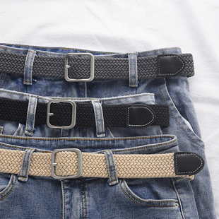 2026新款编织皮带男士裤带女款牛仔裤腰带军训潮年轻人帆布男款黑