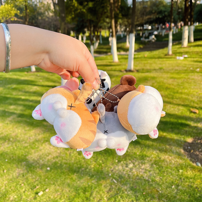 创意少女心毛绒公仔柯基狗钥匙扣可爱动物小屁屁情侣书包包挂件女