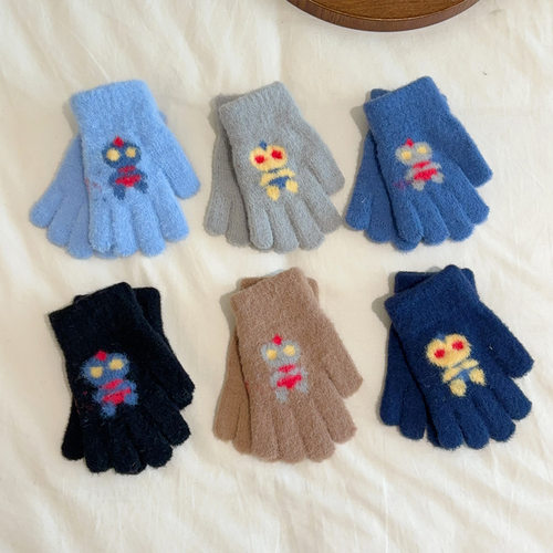 宝宝手套冬季保暖加绒男孩男童小童4-7岁两三岁五指御寒冬天儿童