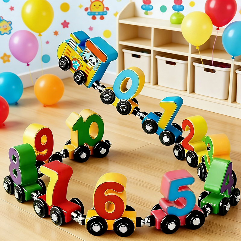 儿童磁性数字小火车益智磁吸玩具车男孩积木启蒙拼装宝宝轨道小孩