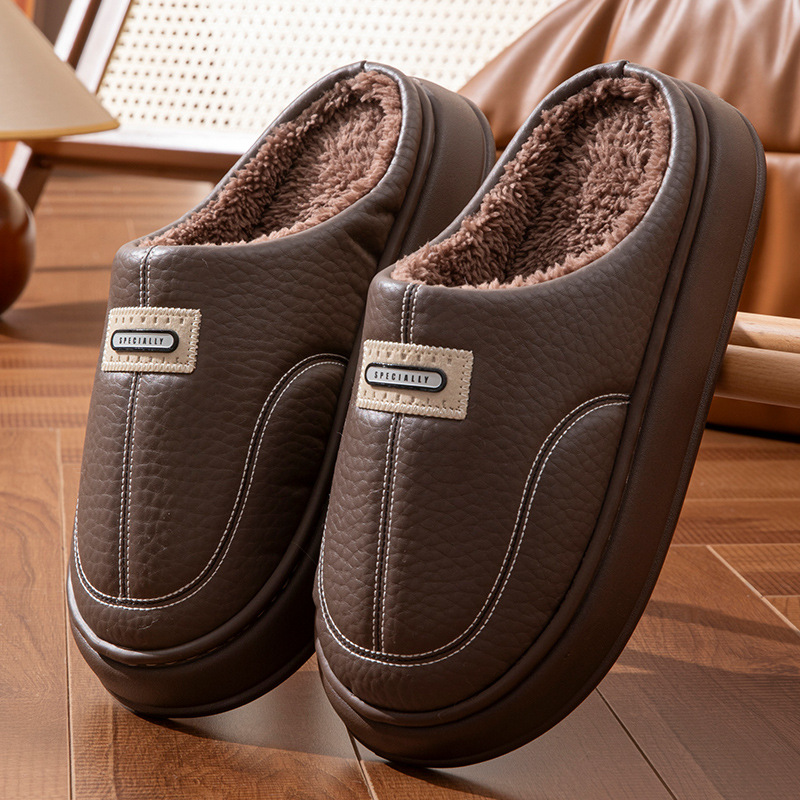 棉拖鞋男款冬天2025新款外穿防滑厚底毛绒保暖冬季室内家居毛拖鞋