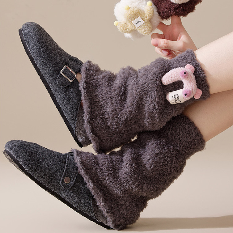 珊瑚绒袜套堆堆袜女秋冬季保暖显瘦y2k小腿袜腿套可爱加厚中筒袜