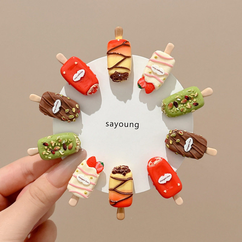 儿童迷你可爱雪糕发夹女童小夹子头饰前额侧边碎发刘海夹发卡发饰