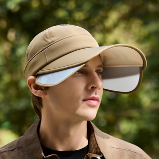 大帽檐遮阳帽子男夏季防晒可拆卸帽顶抗UV遮脸防风骑车遮阳帽