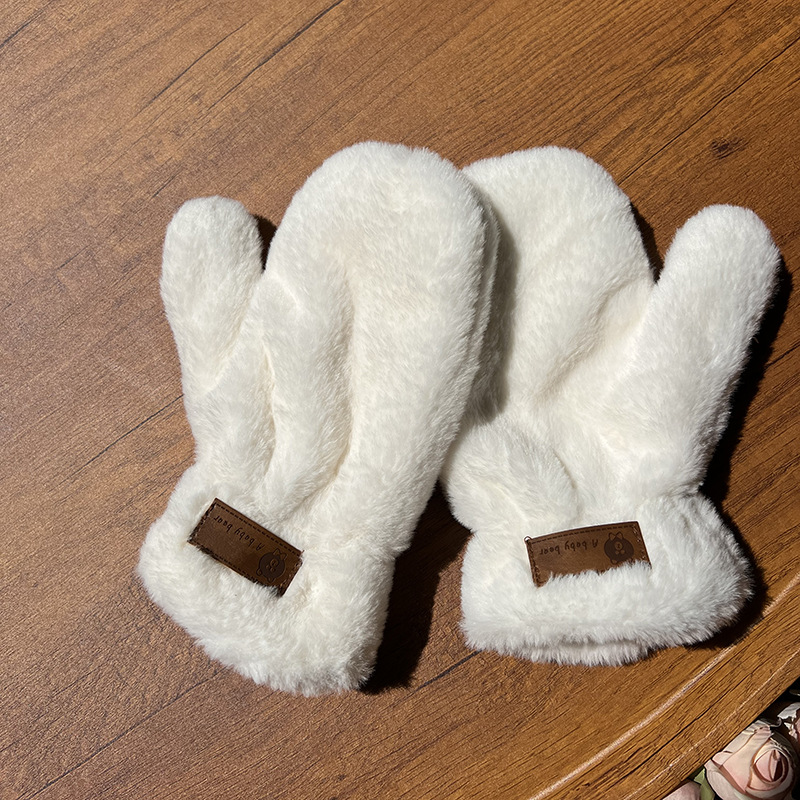 骑车2025新款仿兔毛毛绒ins女冬季手套加绒