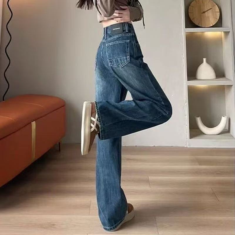 广州十三行女装新塘牛仔裤春秋深圳南油高端高腰直筒窄版阔腿裤子