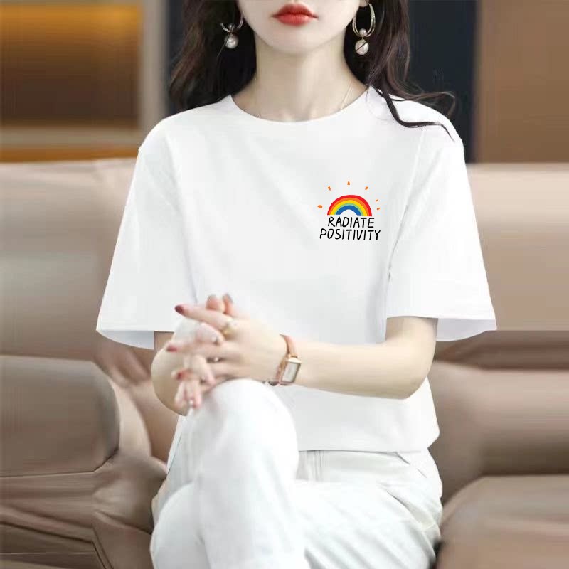 高端无锡高级感纯棉短袖t恤女夏季广州白马虎门女士宽松休闲上衣图片
