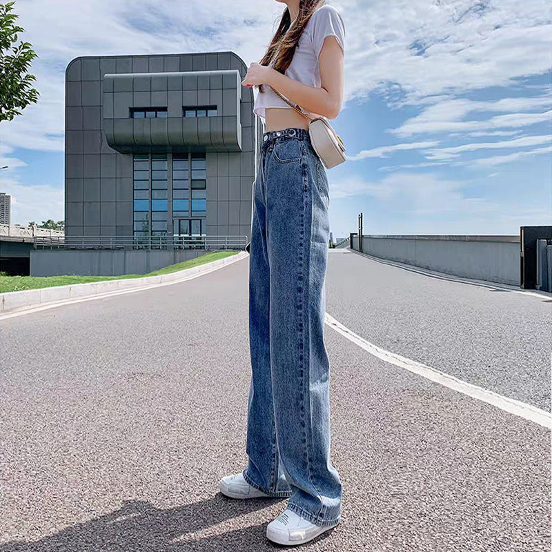 牛仔裤女广东广州新塘增城东莞中山十三行13行高腰阔腿直筒拖地裤