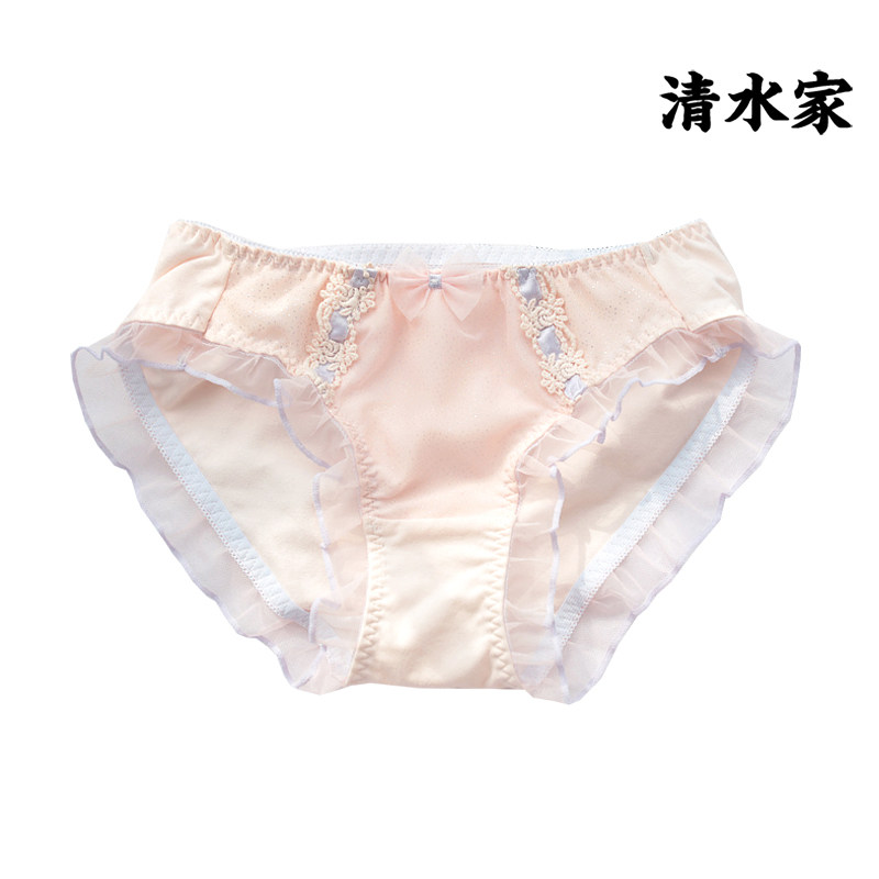 【星点宫廷】唯美雪纺bling气质少女内裤 可爱日系木耳边三角裤