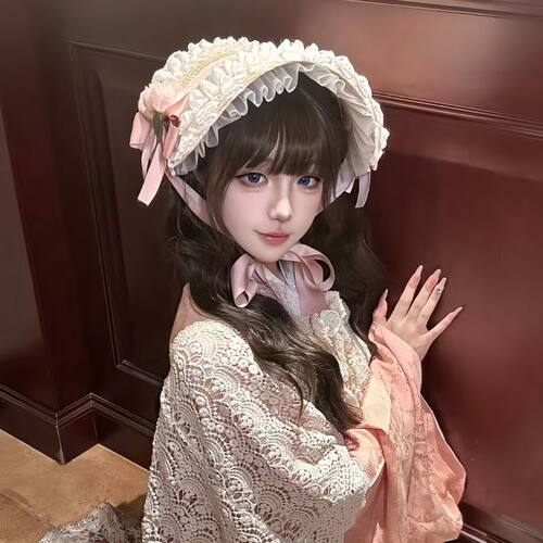 田园风洛丽塔草帽汉洋折衷多色蕾丝蝴蝶结扁帽lolita发饰遮阳帽子