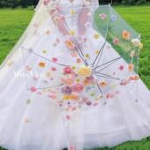 饰拍照道具网红店装 花伞艺术氛围装 置打卡 仿真蝴蝶新款 小红书同款