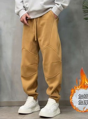 LKT.NINE美式加长款束脚卫裤男秋冬加绒加厚宽松刺绣休闲裤97293