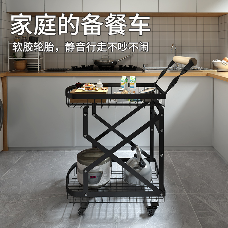 奔奔鹅小推车碳钢可折叠双层餐车