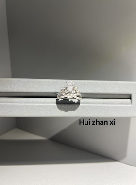 Hui zhan xi白钻2克拉皇冠水滴形梨形鸽子蛋婚戒礼物戒指女