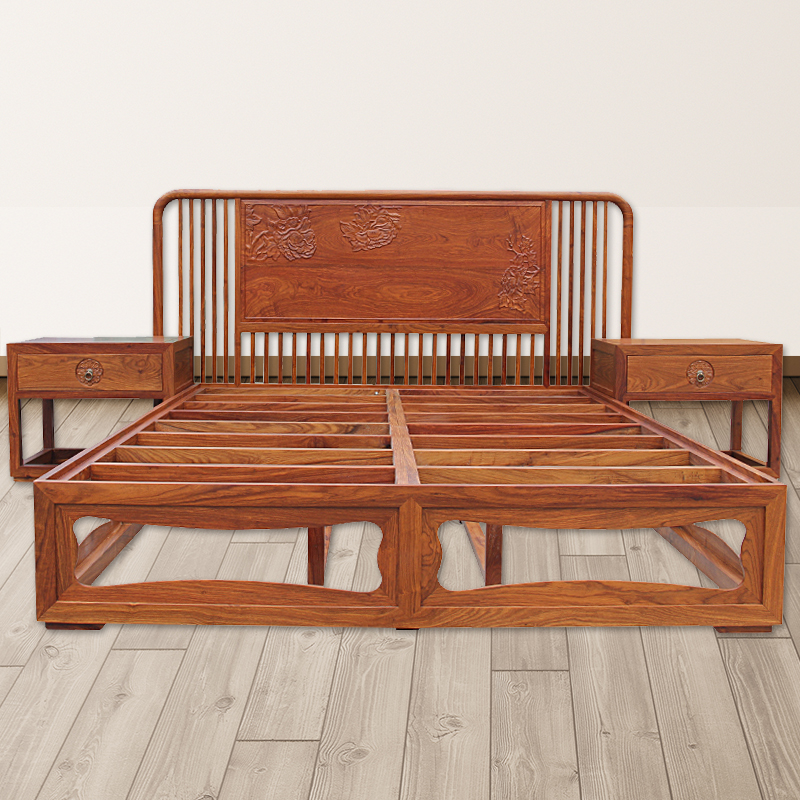 新中式风红木家具刺猬紫檀双人床