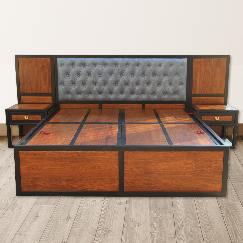 刺猬紫檀皮床1.8红木高箱双人床