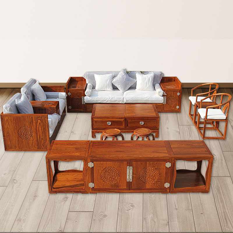 苏梨大沙发茶几新中式风红木家具